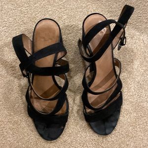 Size 10 Madewell all black leather block heel sandal